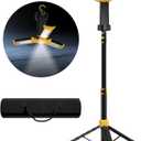LHOTSE Rechargeable Camping Light with Stand, 83" Tall Portable 3000 Lumens Cordless Work Light with 3 LED Lamps Head & Detachable Tripod, 9AH Battery LED Work Light Dimmable with Travel Bag