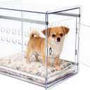 Dog Crate Furniture, Clear Indoor Dog Kennel for Small to Medium Dog, Durable Crack-Resistant PC Polycarbonate Pet Kennel, Lockable & Ventilated, Modern Dog Crate End Table,21.6"Lx15.7"Wx17.7"H