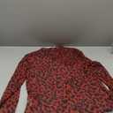 WDIRARA Women's Sheer Leopard Print Lettuce Trim Top Mock Neck Long Sleeve T Shirt Mesh Crop Tops (Large, Burgundy)