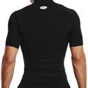 Under Armour Men's HeatGear Armour Comp Mock Short Sleeve T-Shirt, Black (001)/White, Small