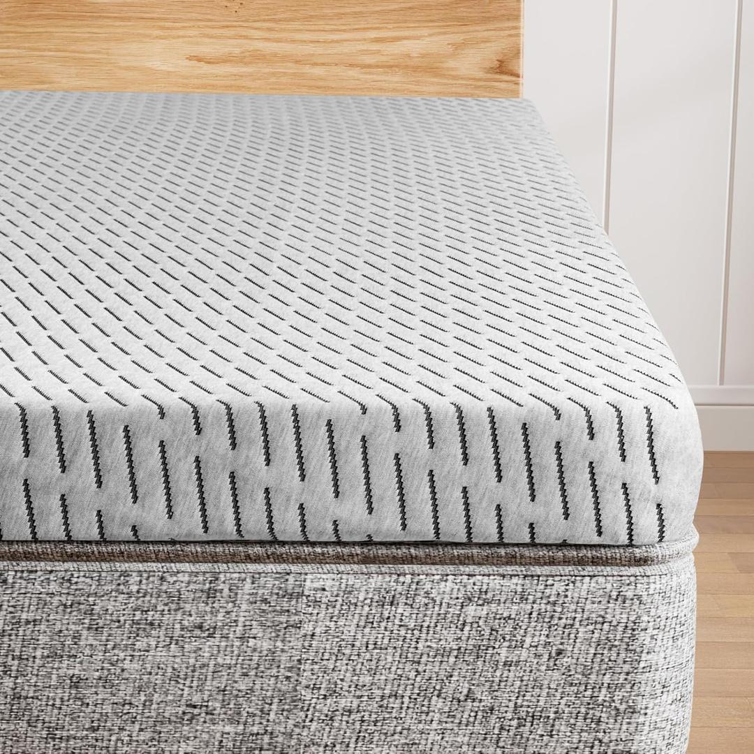 Bamboo Mattress Topper Queen Size 3 Inch, Cooling Gel & Bamboo Charcoal Memory Foam Mattress Topper for Back Pain Relief, Firm Dual-Layer Foam Bed Pad with Removable Cover