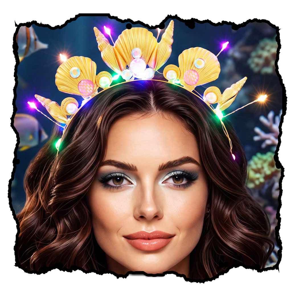 DRESBE Light Up Seashell Headband LED Conch Headbands Glow Party Hair Accessories for Women
