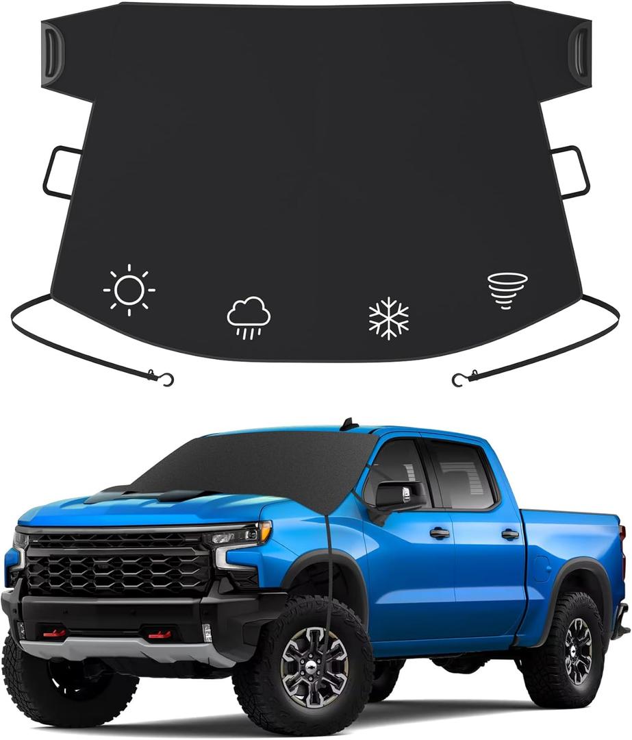 Windshield Cover for Ice and Snow | 600D Upgraded Heavy Duty Oxford Fabric | Car Snow Cover for Car, Truck, SUV, Van, MPV | Protection from Snow, Ice, Frost | Winter Car Accessories (71"X48")