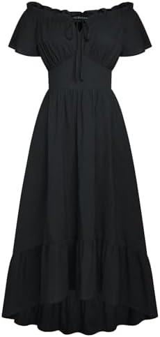 Scarlet Darkness Renaissance Dress for Women Off Shoulder Flowy Western Dresses, L