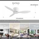 GESUM 42 Inch Ceiling Fan No Light, Flush Mount White Ceiling Fan with Remote Control, 6-Speed Reversible DC Motor Timer Noiseless for Living Room Bedroom Kitchen Garage Balcony