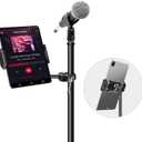 elitehood Aluminum iPad Holder for Mic Stand, Side Mount iPad Music Stand Holder for Microphone, 360 Swivel Tilt Adjustable Mic Tablet Mount for 4-13in iPhone, Cell Phones and Tablets