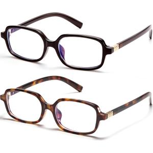 Retro Rectangle Blue Light Blocking Glasses for Women 90s Fake Eyeglasses Y2K Fashion Computer Glasses Tortoise Frame