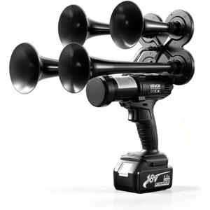 VEVOR Cordless 4-Trumpet Air Horn 130dB Train Air Horn & Built-in Air Pump