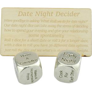 Date Night Dice 2 Metal Dice Gives 36 Possible Date Nights - Great Fun Date Night Idea