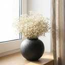 Small Blak Ceramic Vase - 6.1 Inch Small Black Round Vase, Rustic Farmhouse Vase for Home Decor, Dining Table, Shelf, Bedroom, Living Room, Kitchen, Office, Bathroom, Mantle, Centerpiece Dcor