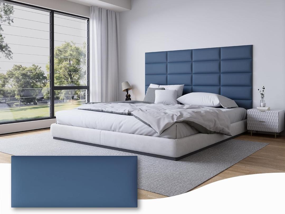 Wall Mounted Upholstered Headboard Queen Size, 9-Pack Peel and Stick Tufted Fabric Panels, Headboard for Adjustable Bed, Cabeceras de Cama Queen, 10"x24" Each, Blue Wall Mounted Upholstered Headboard Queen Size, 9-Pack Peel and Stick Tufted Fabric Panels, Headboard for Adjustable Bed, Cabeceras de Cama Queen, 10"x24" Each, Blue