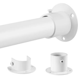 Closet Rods for Hanging Clothes, 1.3 Inch Diameter Heavy Duty Closet Rod 17-75 Inch Adjustable Clothes Hanging Bar Matte White Shower Curtain Rods for Closet, Wardrobes, Bathroom, Windows