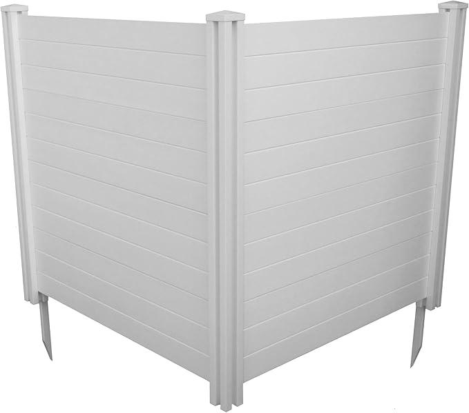 4ft H x 4ft W (2 Panels) No Dig Enclo Premium White Vinyl Privacy Screen, Outdoor Privacy Panels, Use As Air Conditioner Fence, Trash Can Enclosure, Pool Equipment Enclosure, ZP19014