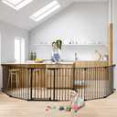 COMOMY 150" Extra Wide Baby Gate with Door, Dog Gates for The House Doorways Fireplace, Auto Close Baby Fence Play Area, Walk Through Pet Gate, Hardware Mounted, 6-Panels (30" Tall, Black)
