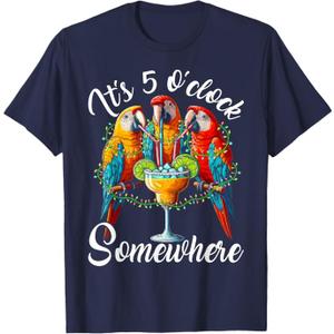 It's 5 O'clock Somewhere T-Shirt (Blue,XL)