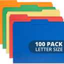 100 Blue Summit Supplies Colored File Folders Letter Size with 1/3 Cut Tabs, Assorted Colored Folders, Durable 11pt Paper, Colorful File Folders for Files, Multi Color File Folders, Reinforced Tabs