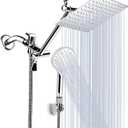 10 Inch High Pressure Rainfall Shower Head/Handheld Shower Combo with 11 Inch Extension Arm, 9 Settings Adjustable Anti-leak with Holder/Hose, Height/Angle Adjustable, Chrome