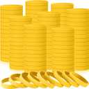 Liliful 50 Pcs Plain Silicone Rubber Bracelets Elastic Rubber Wristbands Blank Colored Bracelet Sports Bands for Stretch Wristband Wrist Bands for Women Men Party Gifts(Yellow)