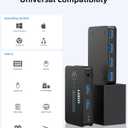 USB 3.0 Switch, USB Switcher 2 Computers Share 4 USB for Printer Keyboard Mouse, Scanner, USB KVM Switch Selector with 2 USB 3.0 Cables and Power Cable, Support Hotkey/Button/Wired Remote Switching