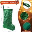 2 x 18.5 Inches Sequin Christmas Stockings,3 Pack Glitter Xmas Holiday Party Supplies,Personalized Christmas Stockings,Holiday Season Decor Green
