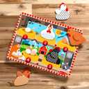 Melissa & Doug Happy Hens Push to Pop Wooden Puzzle, Montessori-Inspired Toddler Puzzles with Magnetic Pieces and Colorful Puzzle Board, Preschool Toys for Girls & Boys Ages 18 months+ - FSC Certified