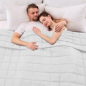 yescool Weighted Blanket for Adults (30 lbs, 88” x 104”, White) Cooling Heavy Blanket for Sleeping Perfect for 290-310 lbs, King Size Breathable Blanket with Premium Glass Bead