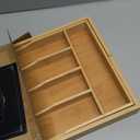 Expandable Bamboo Kitchen Drawer Organizer for Cutlery and Utensils, Adjustable Bamboo Wood Cutlery Tray in Drawer for Flatware and Silverware in Kitchen, (Natural) (7 Slots Expandable)