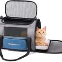 BurgeonNest Cat Carrier for Large Cats 20 lbs,Medium Pet Under 25 lbs,2 Puppy and Small Dogs with Unique Side Bag,Top Load Pet Carrier Soft-Sided Escape Proof with 4 Ventilated Windows (Blue)