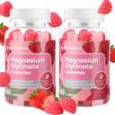 Magnesium Glycinate Gummies 400mg, Sugar Free Magnesium Supplement w/Ashwagandha, Zinc, Vegan Magnesium Glycinate Supplement for Adults - 120 Strawberry Gummies (60 Count (Pack of 2), EXP 01/2027 