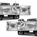 EPIC LIGHTING OE Style Halogen Headlights Assembly Replacement for CHEVROLET GMC 88-02 C10 K10 BLAZER YUKON TAHOE SUBURBAN [ GM2502101 GM2503101 15034929 15034930 ] Pair (Driver + Passenger Side)