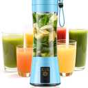Portable Blender for Smoothies & Shakes - Cordless Personal Size Blender with 6 Blades, 380Ml Juice Cup, Lightweight & Rechargeable, Freshly Squeezed for Picnic/Sports/Office (Blue)