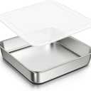 8 x 8-Inch Baking Pan with lid, 304 Stainless Steel Square Cake Pan, Commercial Grade Bakeware for Cakes Brownies Casseroles, Thicker Rectangle Sheet Cake Pans, Non-toxic & Heavy Duty &Dishwasher Safe