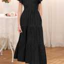 HOSIKA Girls Summer Maxi Dress Lace A-Line Party Holiday Formal Dresses with Pockets for 8-9Years Black (M)