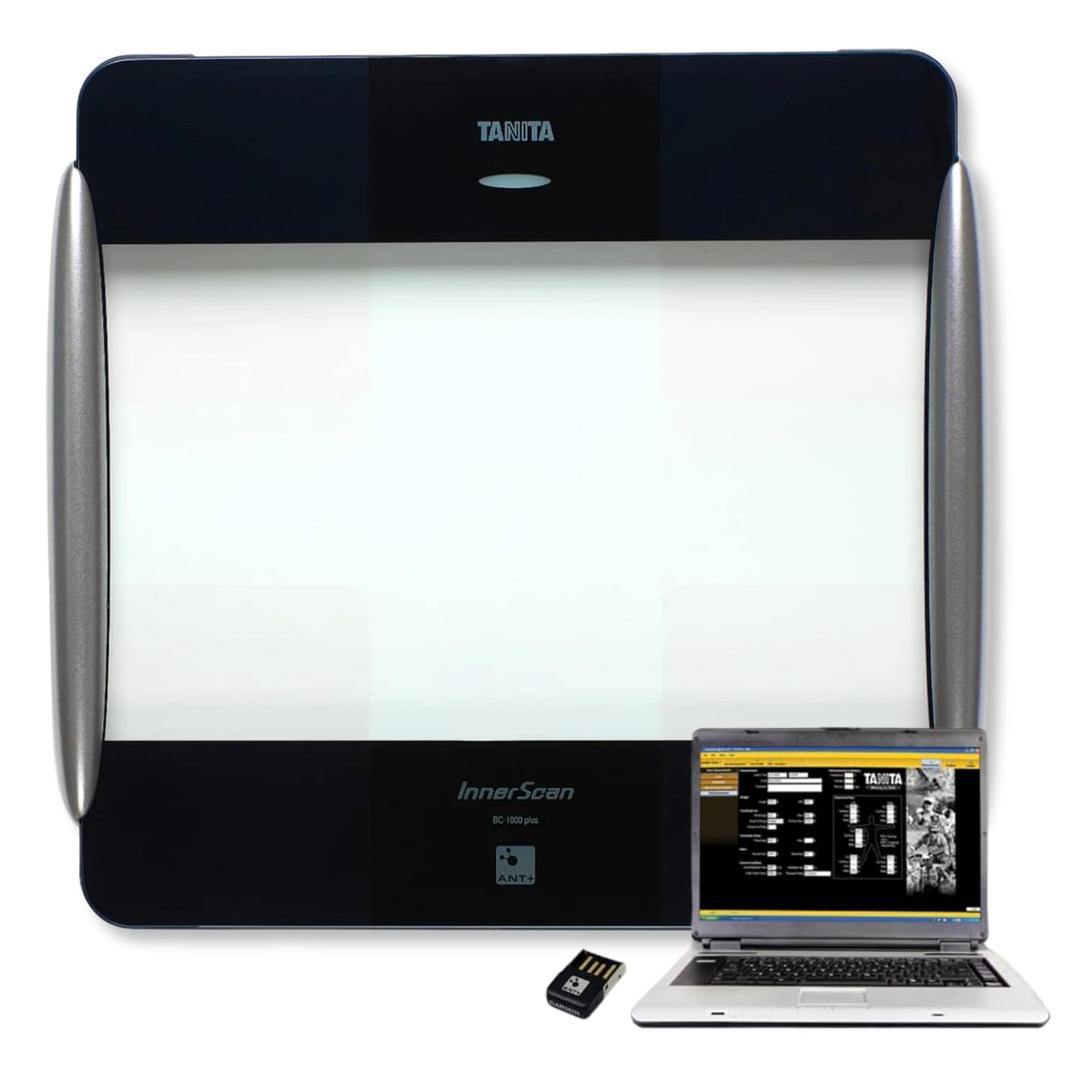 Tanita BC-1000plus Black ANT+ Wireless Body Composition Monitor -Japan Technology - Premium Build - Smart Digital Scale with 15 Full Body Metrics, BMI Fat Muscle Mass Analysis - 440 lbs Capacity