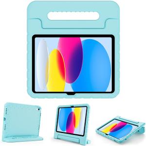 ProCase Kids Case for iPad A16 11th Generation 2025/iPad 10th Generation 2022 with Pencil Holder, iPad 11/10 Case Shockproof Lightweight Cover with Stand Convertible Handle for Children -Aqua