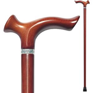 Wooden Walking Cane, Beech Wood Handmade Ergonomic Cane with Non-Slip Rubber Tip for Men & Women, Supports up to 350 lbs, 34"