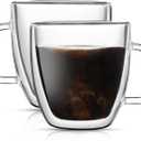 Aurzen 2 Pack Double Walled Glass Coffee Mugs with Handles, Large Insulated Layer Coffee Cups, Clear Borosilicate Mugs, Perfect for Cappuccino, Tea, Microwave Safe (5oz-2Pack B)