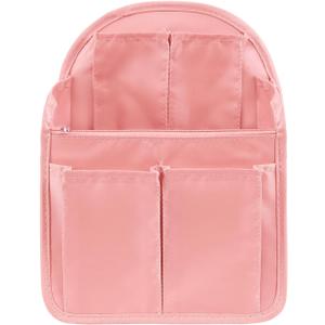 Surblue Backpack Organizer Insert Liner Hanging Travel Rucksack Purse and Handbag Insert Pocket, High-capacity Divider Foldable Nylon Shoulder Bag Organizer for Men and Women, (Purepink, M)