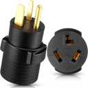 Kanayu NEMA 6-50P to 10-30R 30amp Dryer Adapter3 Prong Male Plug to 3 Female Receptacle Welder to Old Style Dryer Power and EV Power Cord Connector