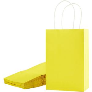 SUNCOLOR 24-Pack Yellow Gift Bags with Handles  8" Goodie Bags for Party Favor Bags, Birthdays, Easter & Special Occasions (Yellow)