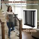 Mumeasy 126" Extra Wide Baby Gate for Doorways, Stairs & Fireplace, Auto Close Safety Dog & Pet Gate with Walk Thru Door, Childproof Fence for Hallway Kitchen House Indoor Outdoor,5 Metal Panels,Black