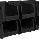 Akro-Mils 30260 AkroBins Plastic Storage Bins, Space-Saving Stackable Bins for Garage, Pantry, Craft Organization, 18" x 11" x 10", Black, 6-Pack