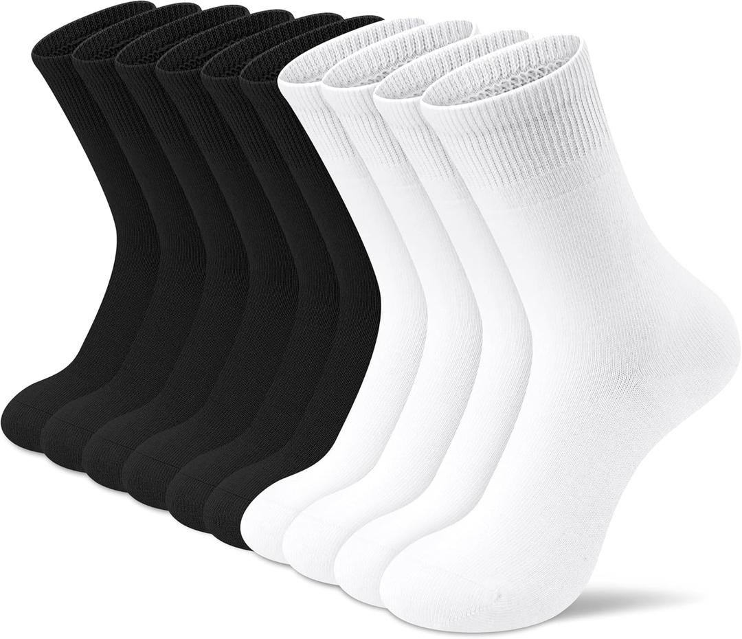 Amutost Womens Cotton Crew Socks 5 Pairs Lightweight, Breathable, Non-Slip Heel Socks for Work, Office & Everyday Comfort (9-11)