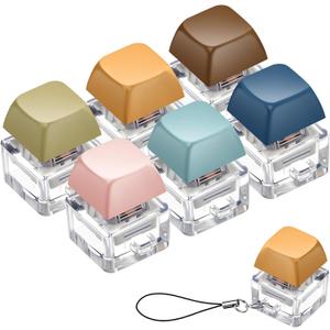 Taiyin 6 Pcs Keyboard Toy Clicker Keyboard Fidget Keychain Decompression Toys Button Stress Relief Gifts for Adult to Relief Stress Pass The Time (Morandi)