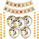 Gejoy Farewell Party Decorations Supplies Kit 14 Pcs We Will Miss You Banner Burlap Bunting Banner Gold Glitter Confetti Balloons Heart Garland Flags for Retirement Farewell Going Away Job Change