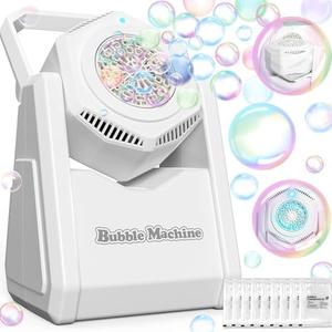 LLESSOO Bubble Machine for Kids Toddlers Parties, Automatic Bubble Blower Machine, Bubble Toys 20000+ Bubbles/Min, Battery Operated Portable 90° Bubble Maker, Outdoor Toys for Summer Birthday Wedding