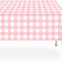2 Pack Pink and White Checkered Tablecloth, Pink Plastic Table Cloths for Parties Disposable, 54x108 in Waterproof Rectangular Pink Gingham Camping Tablecloth for Birthday, Party, Baby Shower