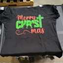 Womens Merry Christ Mas Christian Christmas Jesus Christmas Family V-Neck T-Shirt
, L