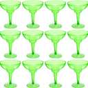 12 Pcs Plastic Margarita Glasses 12 oz Margarita Cups Mexican Theme Party Decorations Martini Glasses Bulk Cocktail Glass for Wedding Mexican Theme Carnivals (Green)