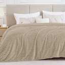 BEDELITE King Size Blanket for Bed, 300GSM Soft & Warm Fleece Blanket, Decorative and Giftable Striped Linen Blankets for Women, Men, 108"x90"